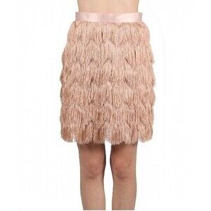 Ryu All Over Fringe Blush Pink Great Gatsby Skirt Lined NWT Size M
